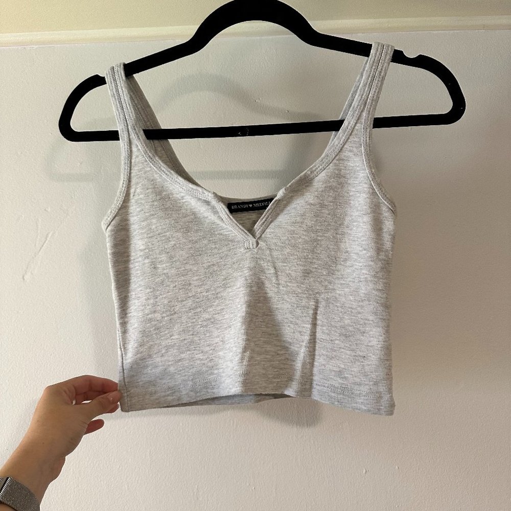 Brandy Melville Richie Tank Light Grey Cropped Top Small